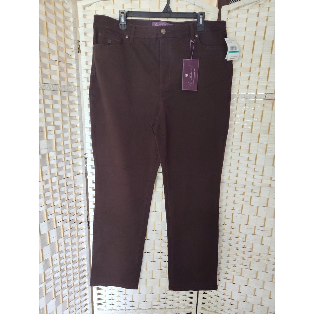 Gloria Vanderbilt Women's Chocolate Brown Amanda Straight-Leg Jeans Pants Sz 16 - Picture 4 of 7